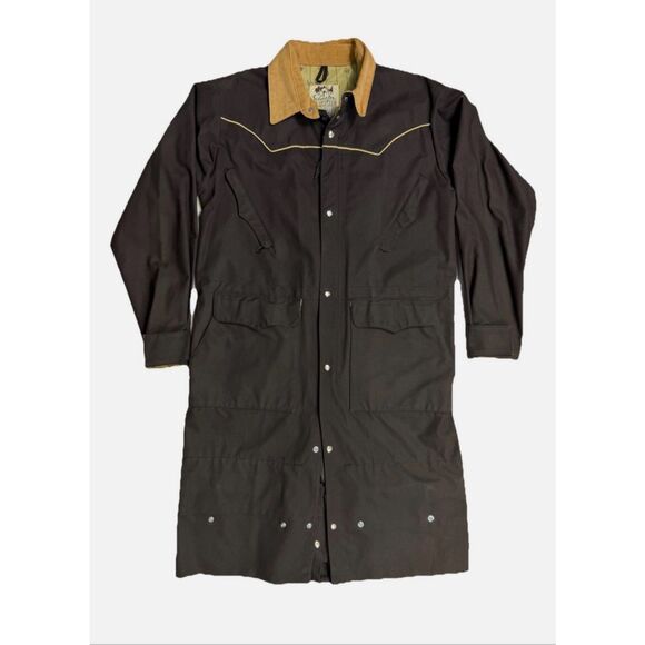 Vintage Schaefer Outfitter Black Rugged Western Duster Coat Jacket Men's Medium